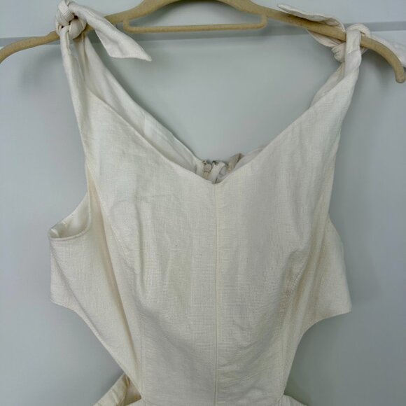 White Linen Cutout Jumpsuit - Picture 3 of 6